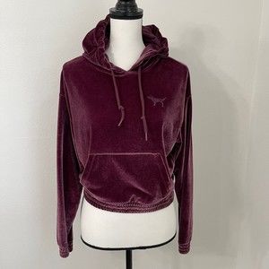 Pink Victoria's Secret Velvet Hoodie Sweatshirt Women Size XS Purple